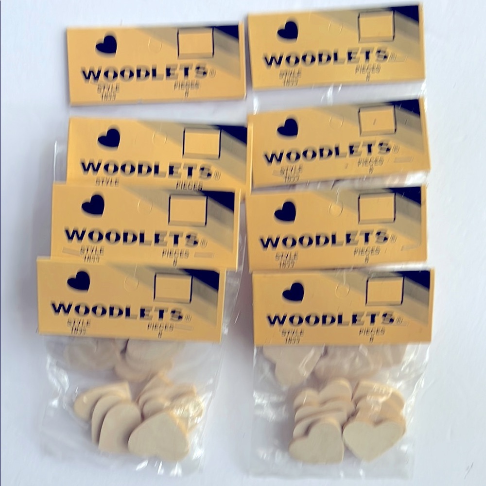Woodlets Heart Shapes Craft Pieces 8 Bags 64 Hearts NWT